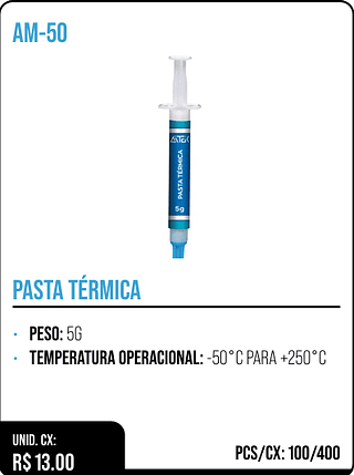 PASTA TÉRMICA UNID. CX: R$ 13.00 PCS/CX: 100