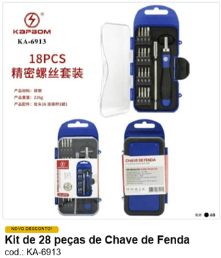 Kit de 28 peças de Chave de Fenda R$ 20,7 PC/CX:40
