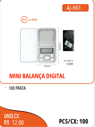 MINI BALANCA DIGITAL UNID.CX:RS 12.00 PCS/CX:100