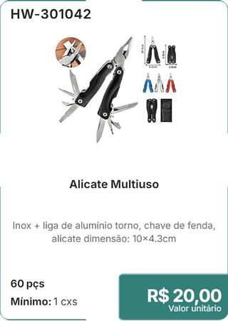 Alicate Multiuso 60 pçs R$ 20.00