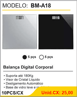 Balança Digital Corporal 10PCS/CX Unid.CX: 25,00