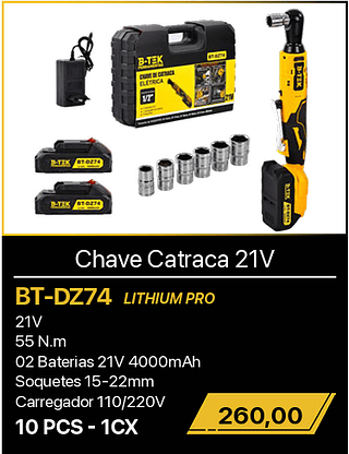 Chave Catraca 21V 10PCS R$260,00