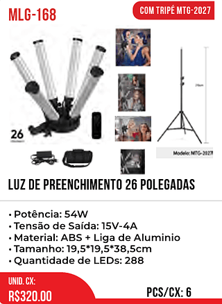 Luz De Preenchimento 26 POLEGADAS 6pç=320$