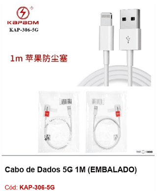 Cabo de Dados 5G 1M R$ 1,71 PCS/Cx:1000