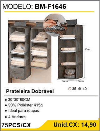 Prateleira Dobrável 75PCS/CX Unid.CX: 14,90