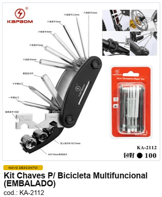 Kit Chaves P/ Bicicleta Multifuncional R$ 10,8 PC/CX:100