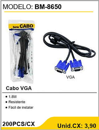 Cabo VGA 200PCS/CX Unid.CX: 3,90
