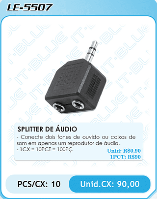 SPLITTER DE ÁUDIO PCS/CX: 10 Unid.CX: 90,00