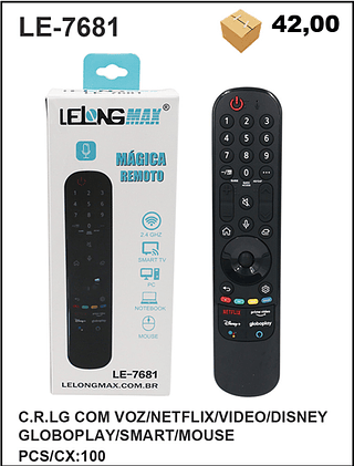 C.R.LG COM VOZ/NETFLIX/VIDEO/DISNEY GLOBOPLAY/SMART/MOUSE 100PÇ=42$