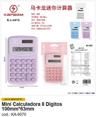 Mini Calculadora 8 Dígitos 100mm*63mm R$ 3,6 PC/CX:400