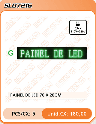 PAINEL DE LED 70 X 20CM 5PÇ=180$