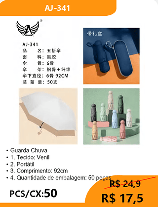 Guarda Chuva PCS/CX:50 R$ 17,5