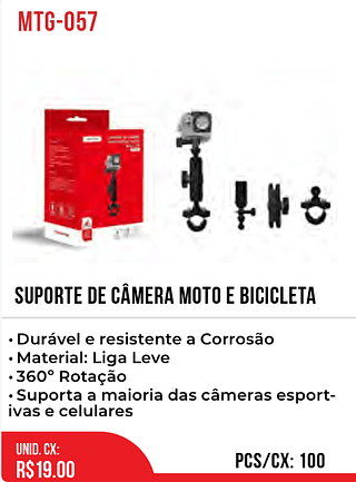 SUPORTE DE CÂMERA MOTO E BICICLETA 100pç=19$