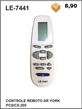 CONTROLE REMOTO AR YORK 200PÇ=8,9$