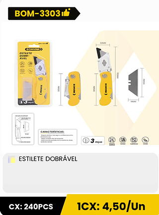 ESTILETE DOBRÁVEL CX: 240PCS 1CX: 4,50/Un