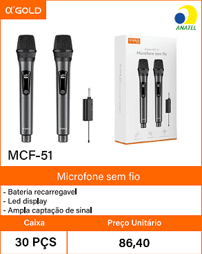 Microfone sem fio Bateria recarregavel - Caixa 30 PCS Preco Unitario 86,40