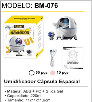Umidificador Cápsula Espacial 60 PCS/CX Unid.CX: 19,00