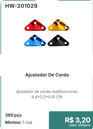 Ajustador De Corda 360 pçs R$ 3,20