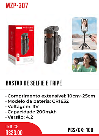 BASTÃO DE SELFIE E TRIPÉ 100pç=23$
