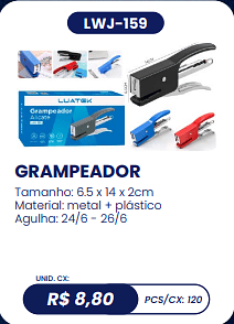 GRAMPEADOR UNID. CX: R$ 8,80 PCS/CX: 120