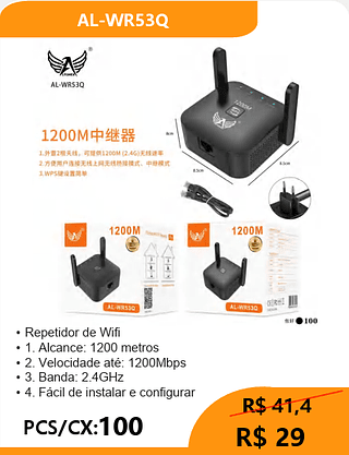 Repetidor de Wifi PCS/CX:100 R$ 29