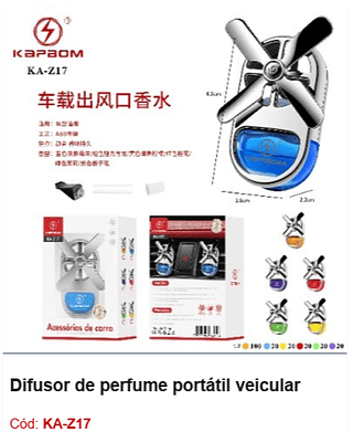 Difusor de perfume portátil veicular R$ 12,15 PCS/CX: 200
