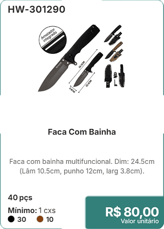Faca Com Bainha 40pçs R$80.00