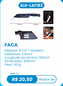 FACA UNID. CX: R$ 20,50 PCS/CX: 100