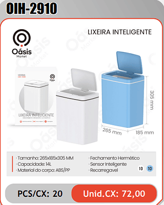 LIXEIRA INTELIGENTE PCS/CX:20 Unid.CX:72,00