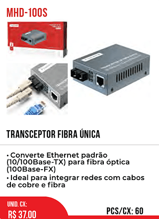 TRANSCEPTOR FIBRA ÚNICA 60pç=37$