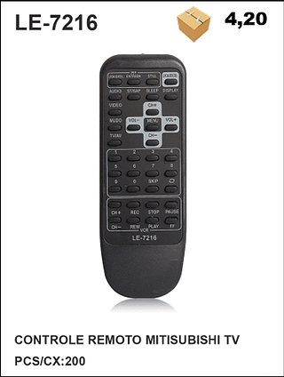 CONTROLE REMOTO MITISUBISHI TV 200PÇ=4,2$