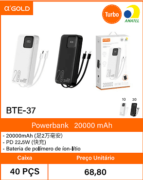 Powerbank20000 mAh Caixa 40 PCS Preco Unitario 68,80