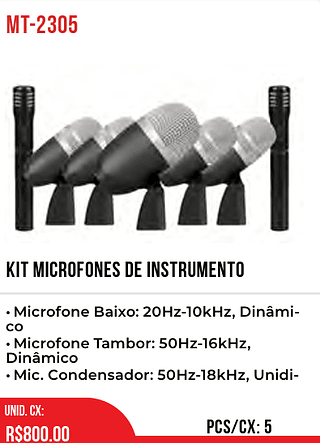 Kit Microfones De Instrumento 5pç=800$