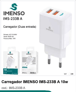 Carregador IMENSO 10w 100PC/CX R$6,3