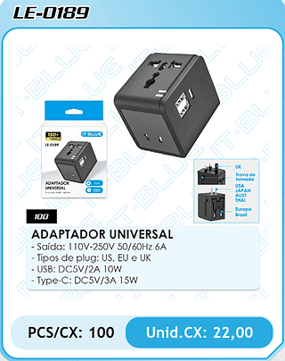 ADAPTADOR UNIVERSAL 100PÇ=22$