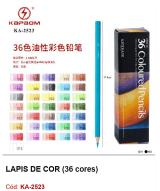 LÁPIS DE COR (36 cores) R$ 28,8 PCS/CX: 65
