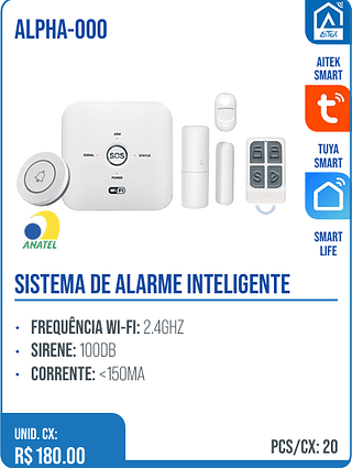 SISTEMA DE ALARME INTELIGENTE UNID. CX: R$ 180.00 PCS/CX: 20