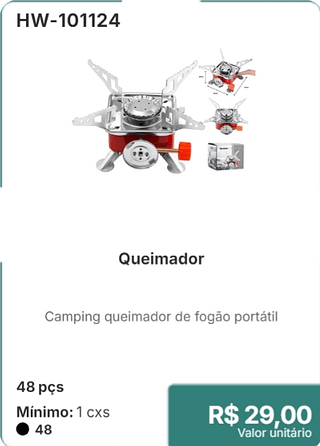 Queimador 48 pçs R$ 29,00