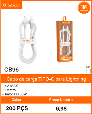 Cabo de carga Caixa 200 PCS Preco Unitario 6,98