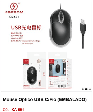 Mouse Optico USB C/Fio R$ 4,23 PCS/cx:200