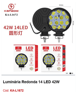 Luminária Redonda 14 LED 42W R$ 10,8 PCS/CX: 50