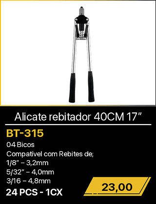 Alicate rebitador 40CM 17” 24PCS R$23,00