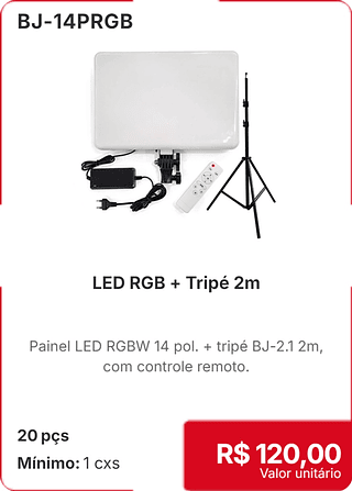 LED RGB + Tripé 2m 20 pçs R$ 120,00