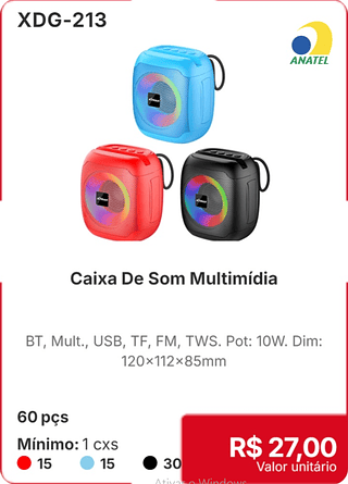 Caixa De Som Multimídia 60 pçs R$ 27,00