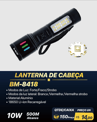 LANTERNA DE CABEÇA 150PÇS R$14,00