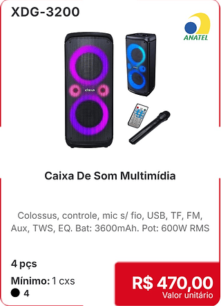 Caixa De Som Multimídia 4 pçs R$ 470.00