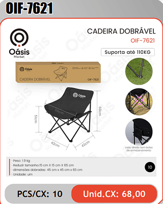 CADEIRA DOBRAVEL PCS/CX: 10 Unid.CX: 68,00