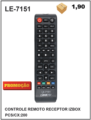 CONTROLE REMOTO RECEPTOR IZBOX 200pç=1,9$