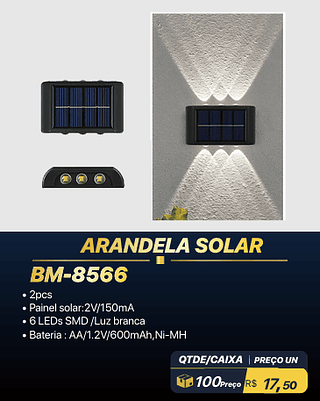 ARANDELA SOLAR 100PÇS R$17,50