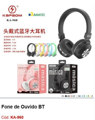 Fone de Ouvido BT R$27 PCS/CX:80
